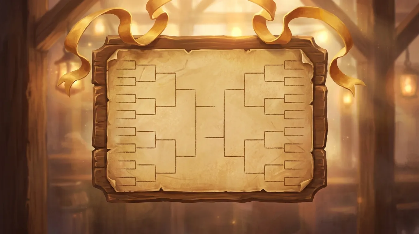 Painted single-elimination tournament bracket